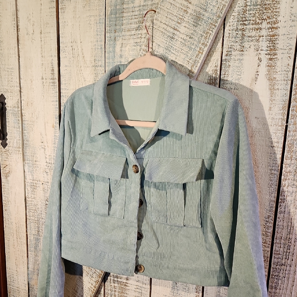 ROMWE Blue Utility Jacket with Casual Design